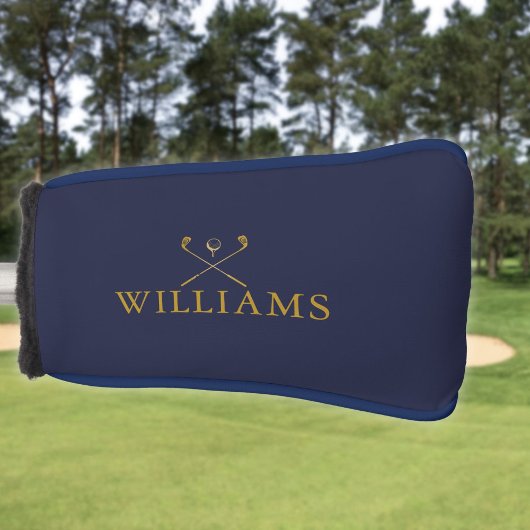 金ゴールド&ネイビーブルー名前をカスタムするゴルフクラブ ゴルフヘッドカバー