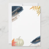 金ゴールド&ネイビーブルー秋パンプキンファースト誕生日 招待状 (裏面)