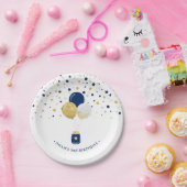 金ゴールド&ネイビーブルー紙吹雪バルーン1st誕生日Pa ペーパープレート (パーティー)