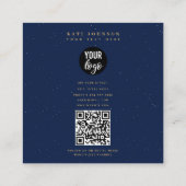 金ゴールド&ネイビーブルー〔占星術の〕十二宮図星座パターン スクエア名刺 (裏面)