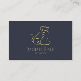 金ゴールド&ネイビーモダンミニマリストペットシッター 名刺