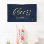 金ゴールド&ネイビーモダン応援すべての行事パーティー 横断幕 (インサイチュ)