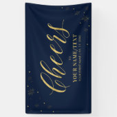 金ゴールド&ネイビーモダン応援すべての行事パーティー 横断幕 (縦)