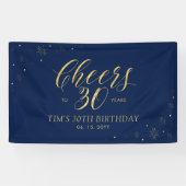 金ゴールド&ネイビーモダン応援30th誕生日パーティー 横断幕 (横)