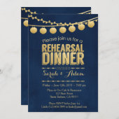 金ゴールド&ネイビーリハーサルディナー招待状 招待状 (正面/裏面)