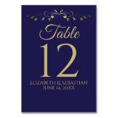 金ゴールド&ネイビーヴィンテージフローラエレガ縁どントウェディング テーブルナンバー (正面)