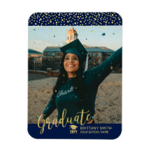 金ゴールド&ネイビー写真卒業発表