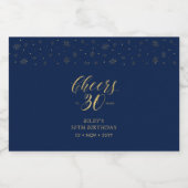 金ゴールド&ネイビー応援30年、30歳パーティーL リキュールボトルラベル (シングルラベル)