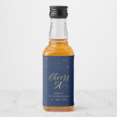 金ゴールド&ネイビー応援50年、50歳の誕生日パーティー リキュールボトルラベル (正面)