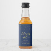 金ゴールド&ネイビー応援60年、60歳の誕生日パーティー リキュールボトルラベル (正面)