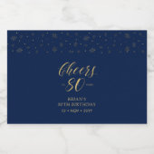 金ゴールド&ネイビー応援80年、80歳の誕生日パーティー リキュールボトルラベル (シングルラベル)