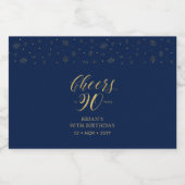 金ゴールド&ネイビー応援90年90thバースデーパーティー リキュールボトルラベル (シングルラベル)