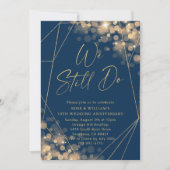 金ゴールド&ネイビー我々はまだ50周年結婚を果たす 招待状 (正面)