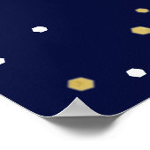 金ゴールド&ネイビー紙吹雪40th誕生日パーティーへようこそ ポスター (角)