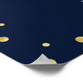 金ゴールド&ネイビー紙吹雪50th Birthday Party Welcome ポスター (角)