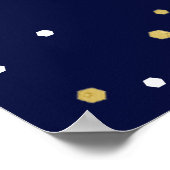 金ゴールド&ネイビー紙吹雪80th Birthday Party Welcome ポスター (角)