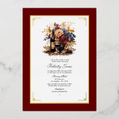 金ゴールド・ネイビー・ブルゴーニュ・ワイン・テイスティング・ブライダルシャワー 箔招待状 (正面)