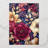 金ゴールド・ネイビー・ブルゴーニュ・ワイン・テイスティング・ブライダルシャワー 箔招待状 (裏面)