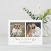 金ゴールド·ネービー·（ユダヤ教）メノラー·ピース·ラブ·ライト·ハヌカ·カード 招待状 (スタンド正面)