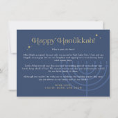 金ゴールド·ネービー·（ユダヤ教）メノラー·ピース·ラブ·ライト·ハヌカ·カード 招待状 (裏面)