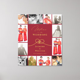 金ゴールド・ノット・ダブル中国の・ハピ結婚ネスの写真 キャンバスプリント