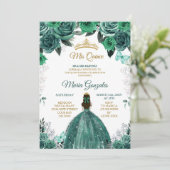 金ゴールド&ハンターエメラルドグリーンMis Quince 招待状 (スタンド正面)