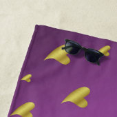 金ゴールド,ハート，紫，装飾，メダル，賞，日， ビーチタオル (インサイチュ)