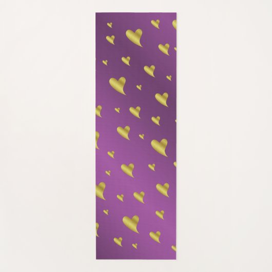 金ゴールド,ハート，紫，装飾，メダル，賞，日， ヨガマット (正面)