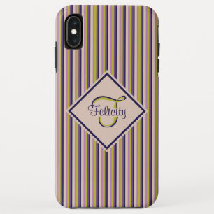 金ゴールド、バイオレット、パープル、ピンクのモノグラム iPhone XS MAXケース