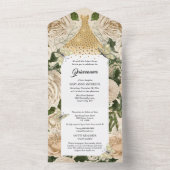 金ゴールド・バタフライ・きらめくガウンバースデー  オールインワン招待状 (内側)