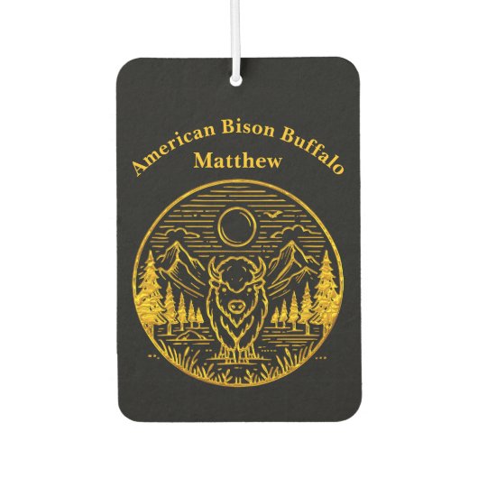 金ゴールド・バッファローが自然・シーンで雄大に立つ カーエアーフレッシュナー (正面)