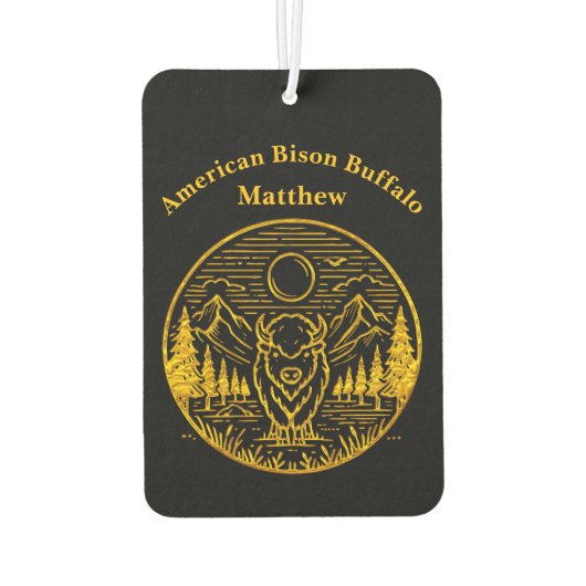 金ゴールド・バッファローが自然・シーンで雄大に立つ カーエアーフレッシュナー (裏面)