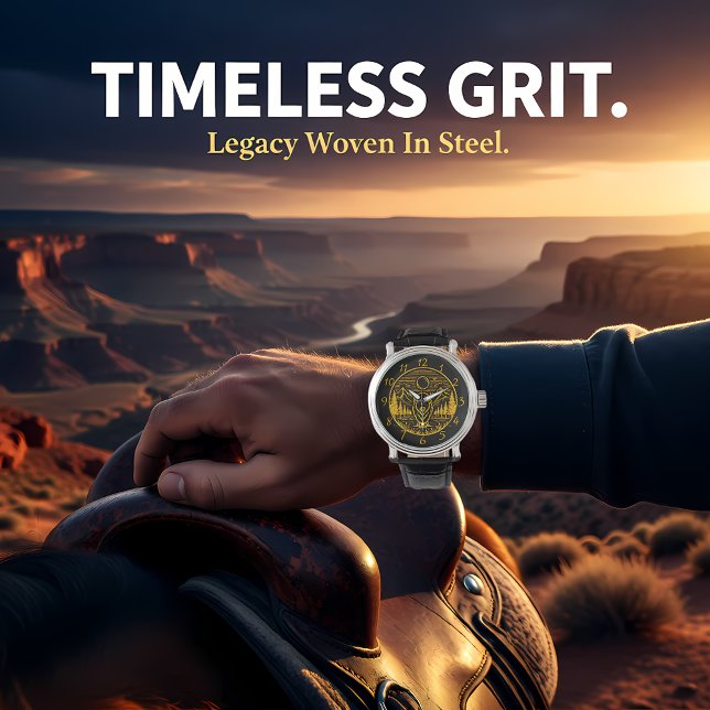 金ゴールド・バッファローが自然・シーンで雄大に立つ 腕時計 (クリエイターアップロード済み)