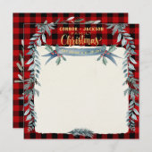 金ゴールド&バッファロープレイドファミリークリスマスディナ空白のー メニュー (正面/裏面)