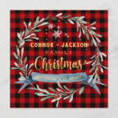 金ゴールド&バッファロープレイドファミリークリスマスディナ空白のー メニュー (裏面)