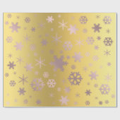 金ゴールド&バラ金ゴールドクリスマススノーフレークパターン ラッピングペーパー (フラット)