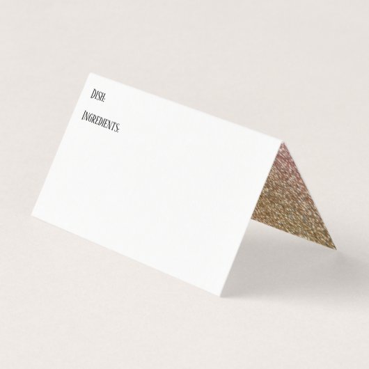 金ゴールド&バラ金ゴールドグリッターアクセントレシピテントカード 名刺 (正面)