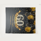 金ゴールド・バルーンズ第60回誕生パーティー タペストリー (正面(横))