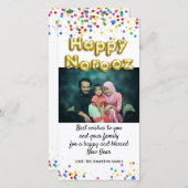 金ゴールド・バルーン・ハッピー・ノルズ・ペルシャ新年写真 シーズンカード (正面/裏面)