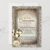 金ゴールド,バルーン,ヒール,ティアラブラウンキンセアニラ 招待状 (正面)