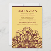 金ゴールド·バーガンディインディアン結婚式招待状 招待状 (正面)