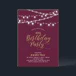 金ゴールド&バーモダングンディ40th大人の誕生日パーティー 招待状<br><div class="desc">このシックな祝金ゴールドバースデーパーティーの招待で特別な日！このデザインはストリングライトとスタイリッシュ金ゴールドスクリプトタイポグラフィを備えている。任意の年齢またはマイルストーンの文字にパーソナライズすることができます。私のショップBaraBomDesignでは、より多くの大人の誕生日の招待とパーティーの供給を利用できる。</div>