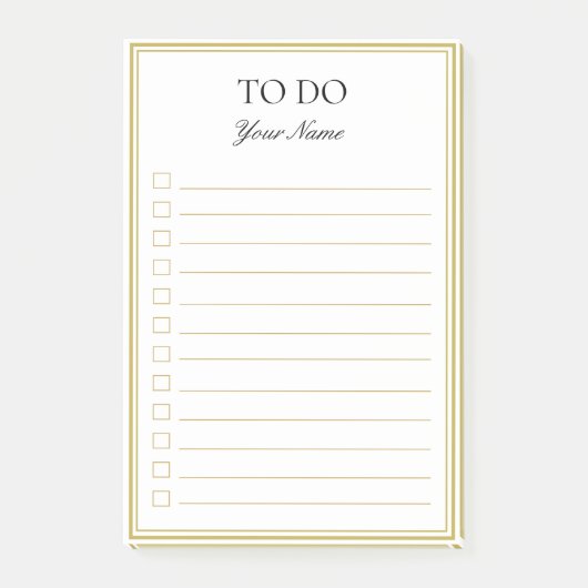 金ゴールド·パーソナライズされた白黒後のメモ ポストイット (正面)