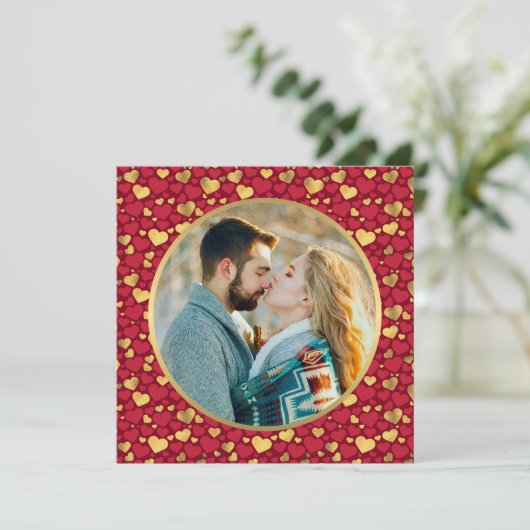 金ゴールド、パーソナライズされた赤いハートバレンタインのギフト (スタンド正面)