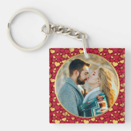 金ゴールド、パーソナライズされた赤いハートバレンタインのギフト キーホルダー