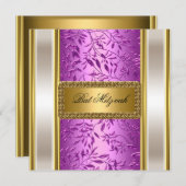 金ゴールド&パープルアールデコバルミツワー招待状 招待状 (正面/裏面)