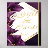金ゴールド&パープルエレガントキャラリリーの結婚式の贈り物 箔ポスター (正面)