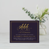 金ゴールド&パープルサプライズ誕生日パーティー 箔招待状ポストカード (立ち正面)