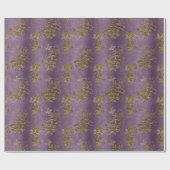 金ゴールド&パープルダマスベルベフェイクットクリスマス ラッピングペーパー (フラット)
