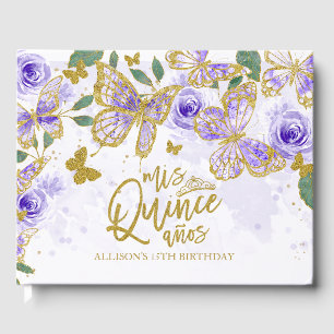 金ゴールド&パープルバタフライフローラキンセアニェラ ゲストブック